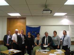 The members of the edoc board include: (l-r) Adrian Gregory (NIEA); Brian Marshall (Reconomy/Critical Resource Ltd); Chris Deed (edoc programme manager - EA); Kate Davis (edoc Programme support officer - EA); Tina Benfield (CIWM); John Galvin (Defra); Rhiannon Jones (Welsh Government), and: Gary Walker (SEPA). The board also include Barbara Leach (WRAP), Mat Crocker and Phillip De Caux (EA)